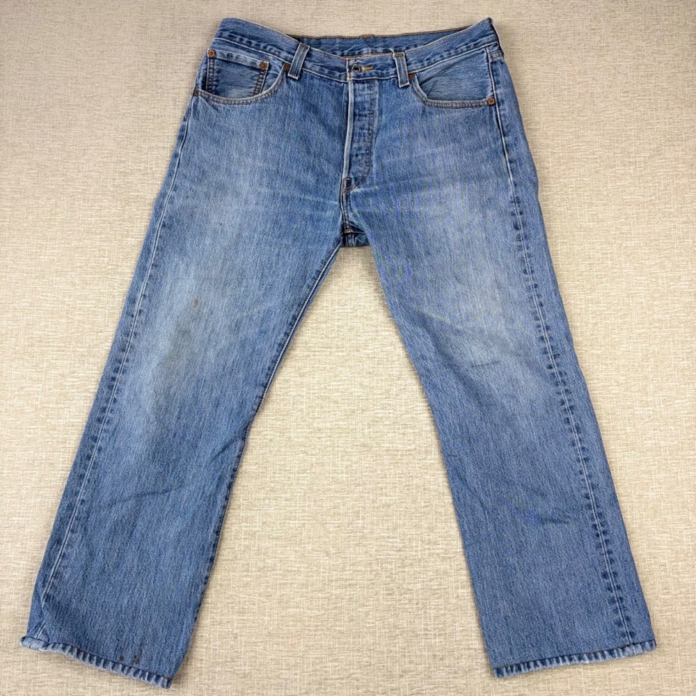 Vintage Levis 501 Mens 34x30 Light Distress Jeans Festival Denim
